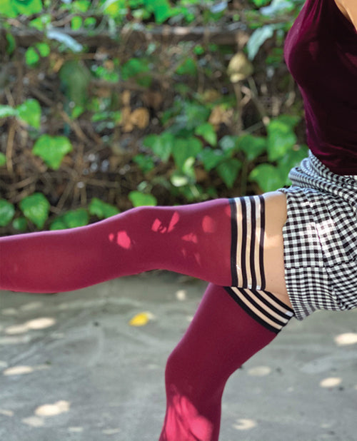 Kixies Heather Cabernet Opaque Thigh Highs - Petite to Plus Size