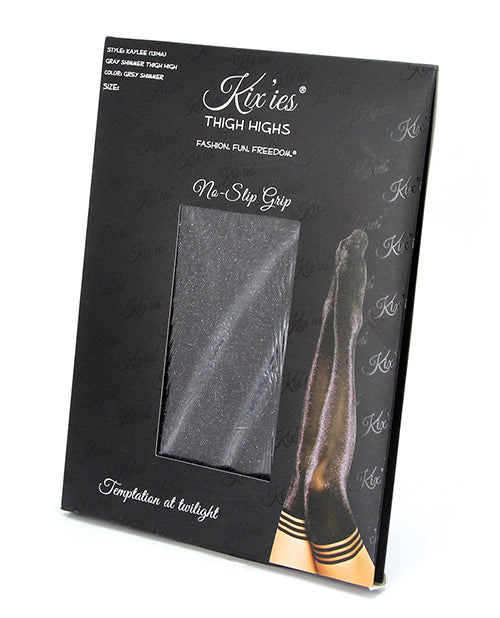 Kix'ies Kaylee Grey Shimmer Thigh High - From Petite To Plus Size