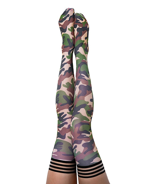 Kix'ies Alex Camo Thigh Highs - Petite to Plus Size.