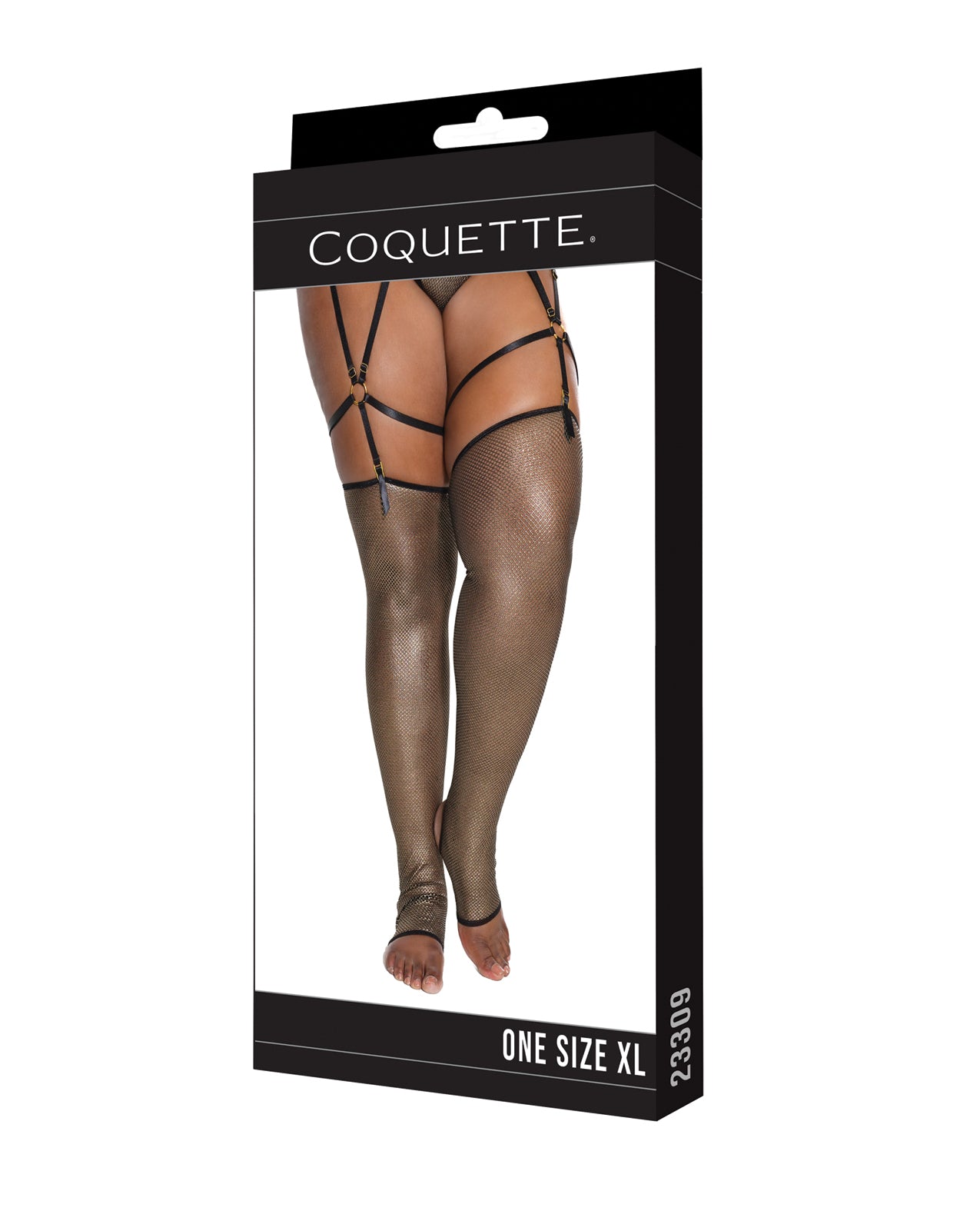 Gold Metallic Fishnet Toeless Stockings