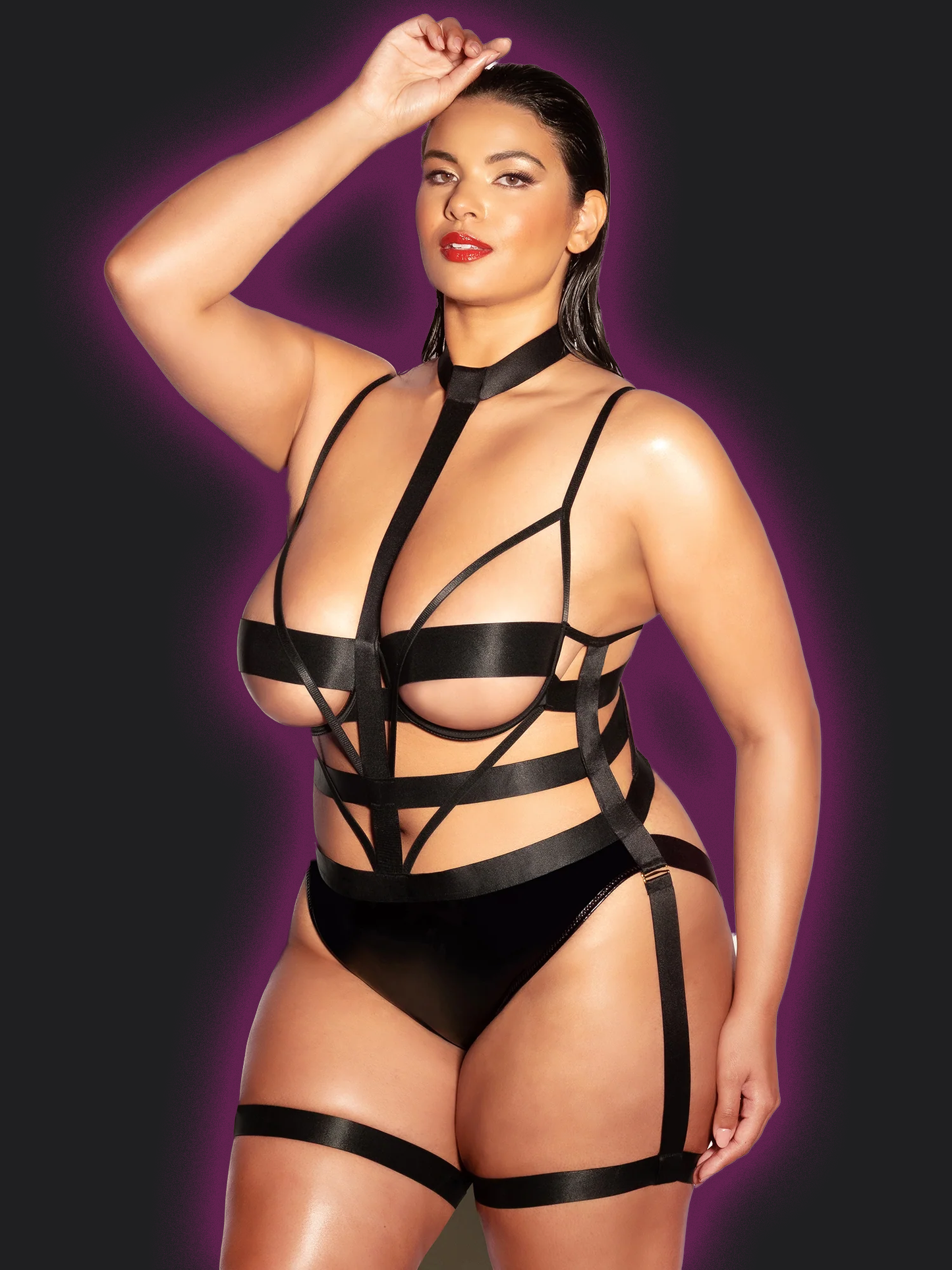 FETISH Lethal Underwire Peek A Boo Vinyl Teddy