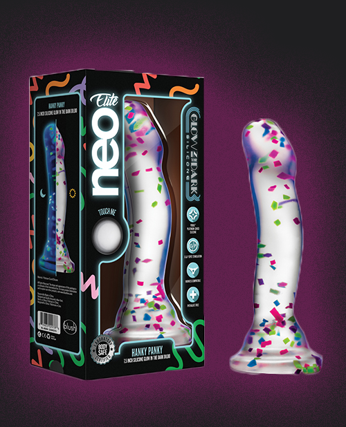 Blush Neo Elite Hanky Panky Confetti Dildo | Bedroom Besties Blush Neo Elite Hanky Panky Confetti Dildo | Bedroom Besties