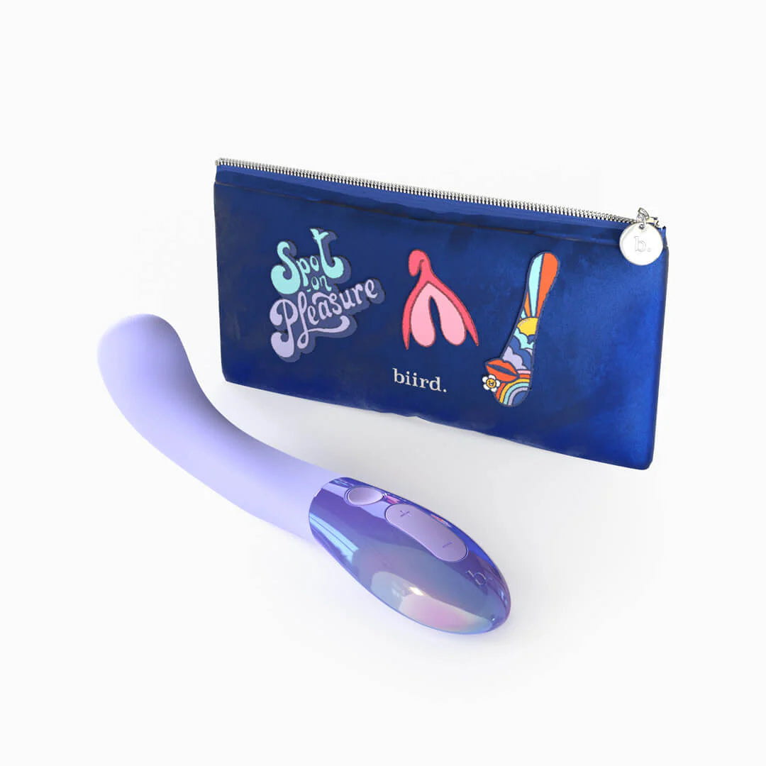 Liliac Biird Gii Glow g-spot vibrator with pouch.  Experience internal and external stimulation like you’ve never felt before with Gii Glow. Curved for maximum pleasure, Gii Glow emits deep and rumbly vibrations that hit the spot every time. Featuring 9 different vibration modes, each with 8 strength settings and quick access to bliss mode, Gii Glow is a vibrator like no other.