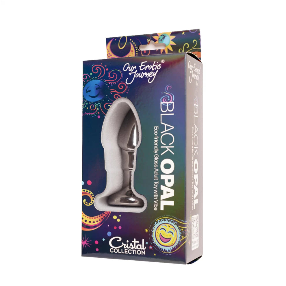 Cristal Black Opal Vibrating Glass Butt Plug