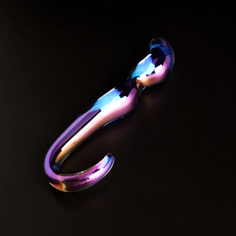 Cristal Blue Flame Curved Glass Dildo