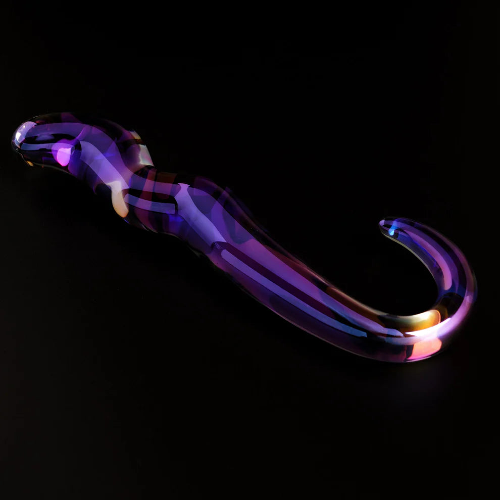 Cristal Blue Flame Curved Glass Dildo