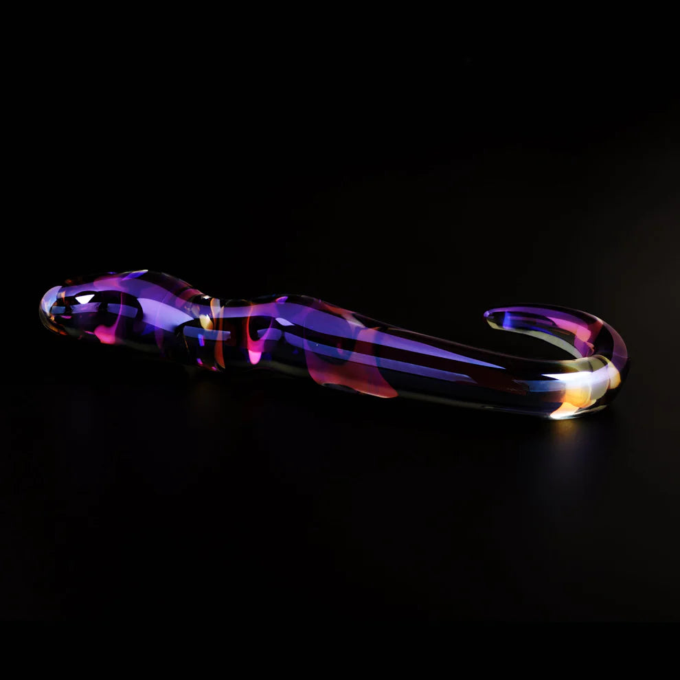 Cristal Blue Flame Curved Glass Dildo