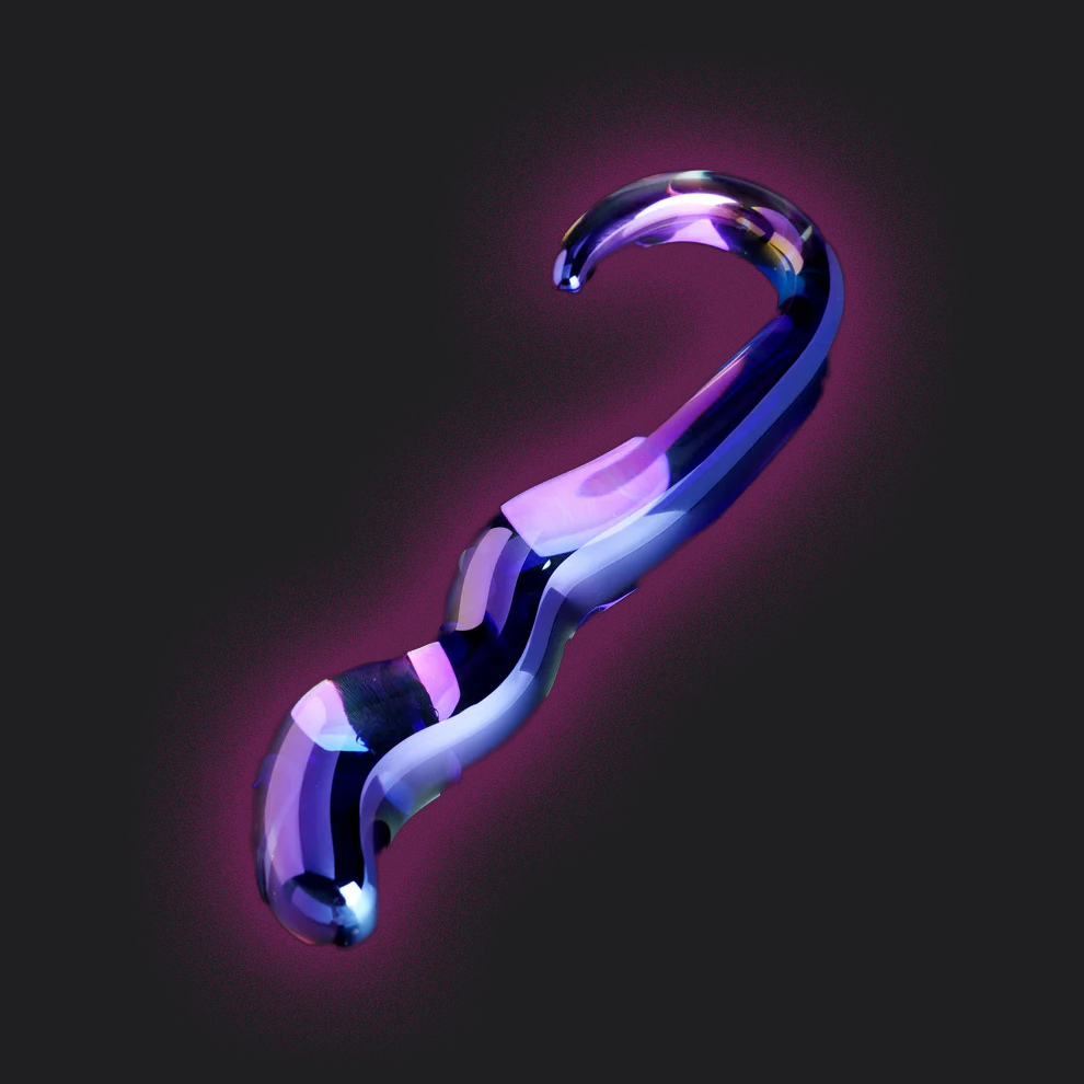 Cristal Blue Flame Curved Glass Dildo