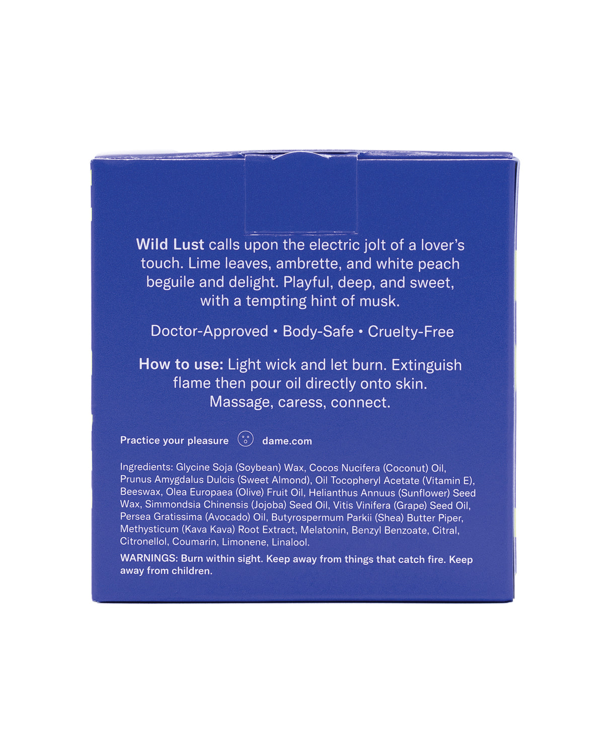 Dame Massage Oil Candle back