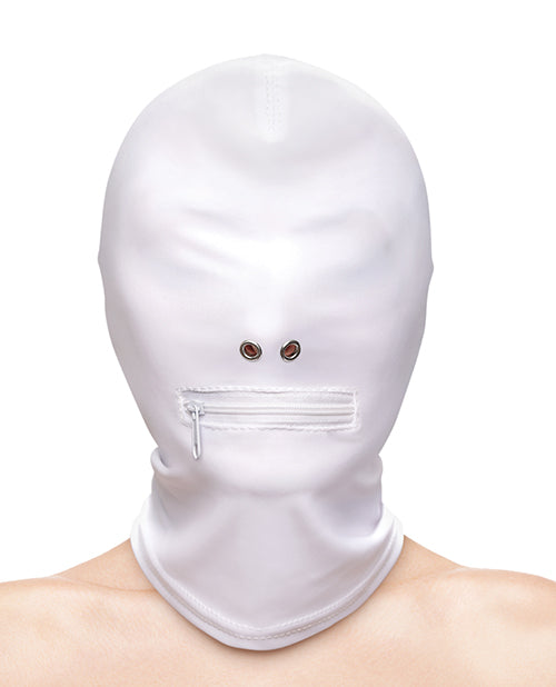 Fetish & Fashion Zippered Mouth Hood white hood