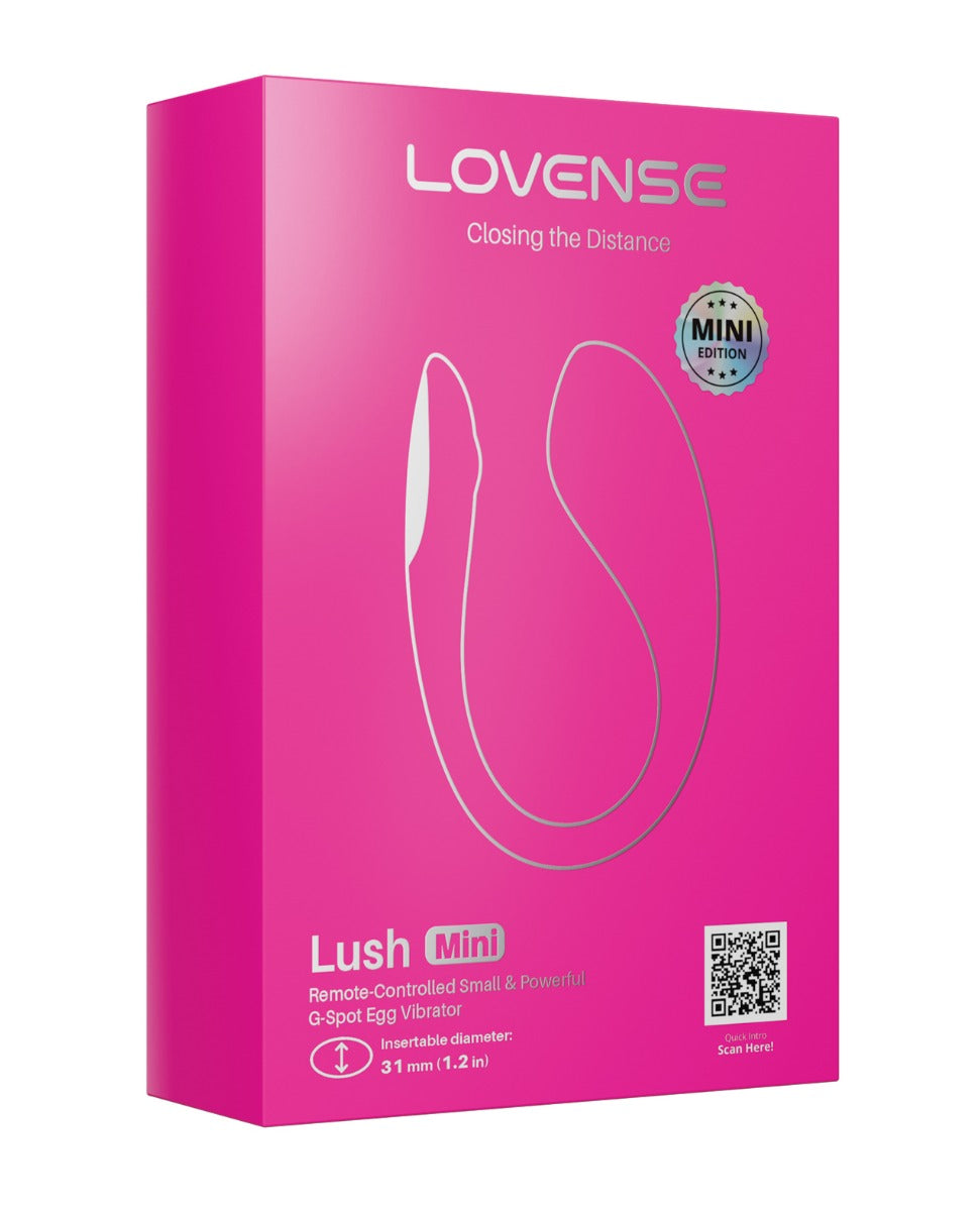Pink packaging of Lovense Lush Mini remote-controlled device on a white background