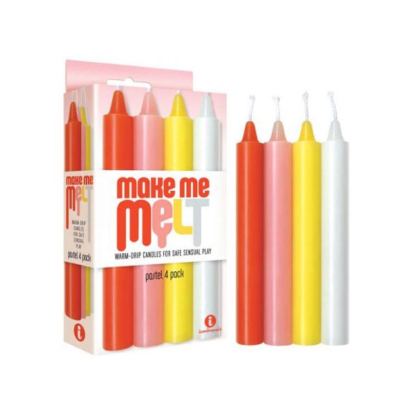 The 9s Make Me Melt Candle Pastel 4pk packaging and candles