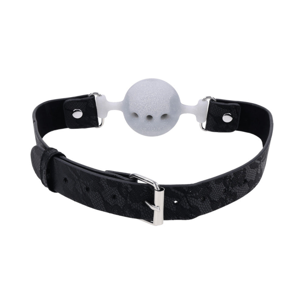 Sex & Mischief Lace Silicone Breathable Ball Gag back lace details