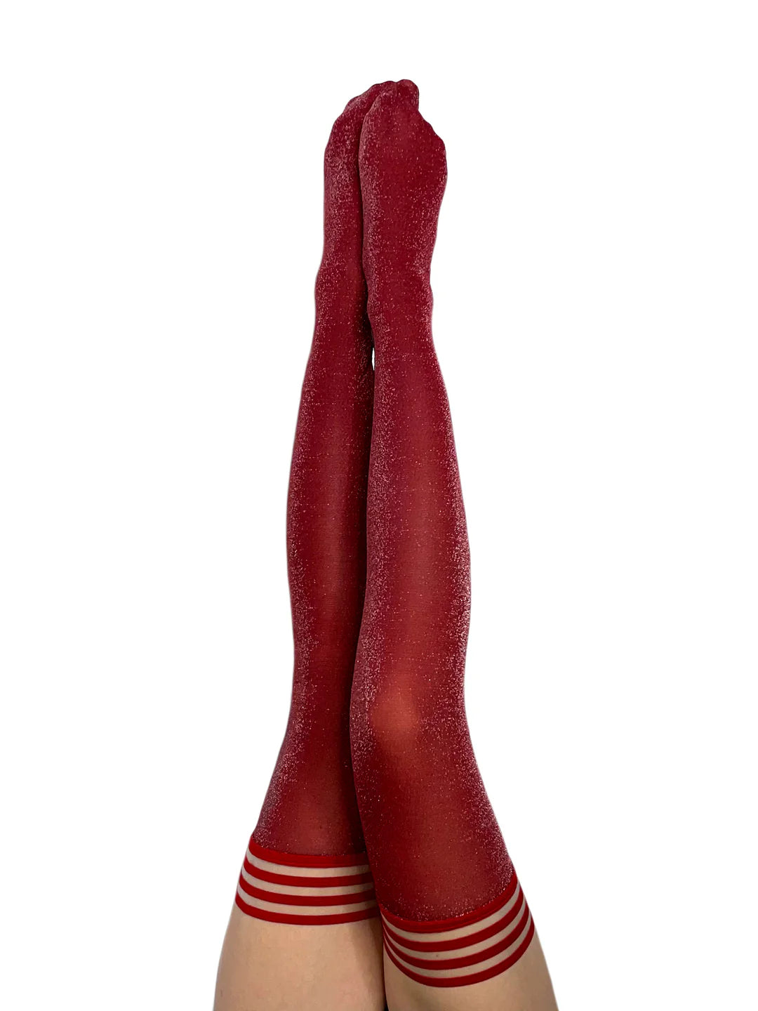 Kixies Holly Shimmer Cranberry Thigh Highs - Petite to Plus Size