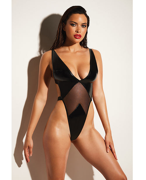 FETISH FETISH Limitless High Leg Vinyl & Mesh Teddy
