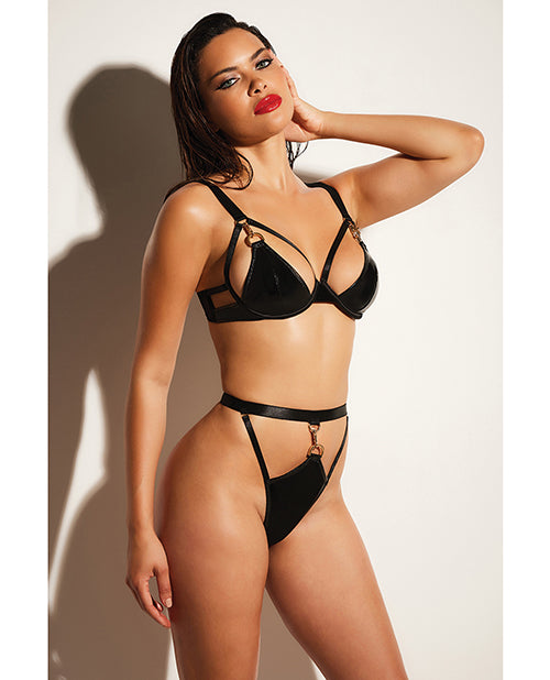 FETISH Excitement D-Ring Vinyl Bra & Panty Set