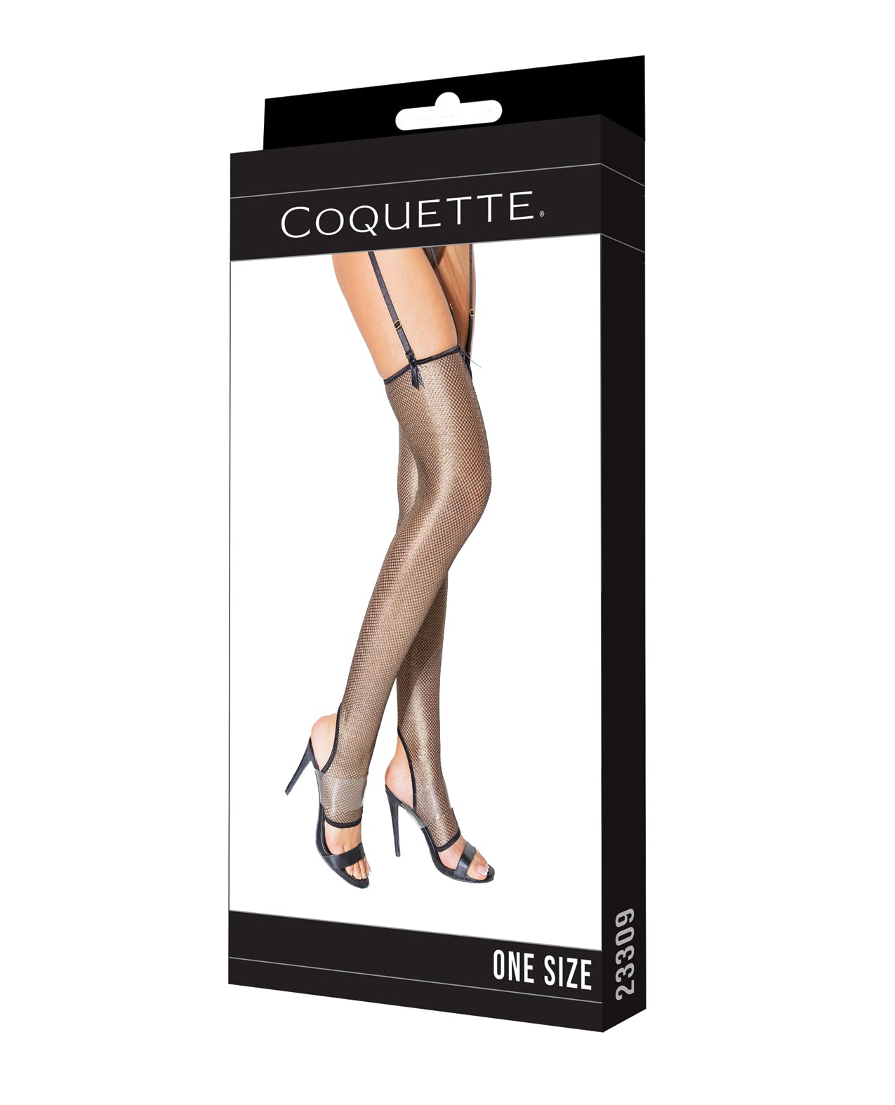 Gold Metallic Fishnet Toeless Stockings