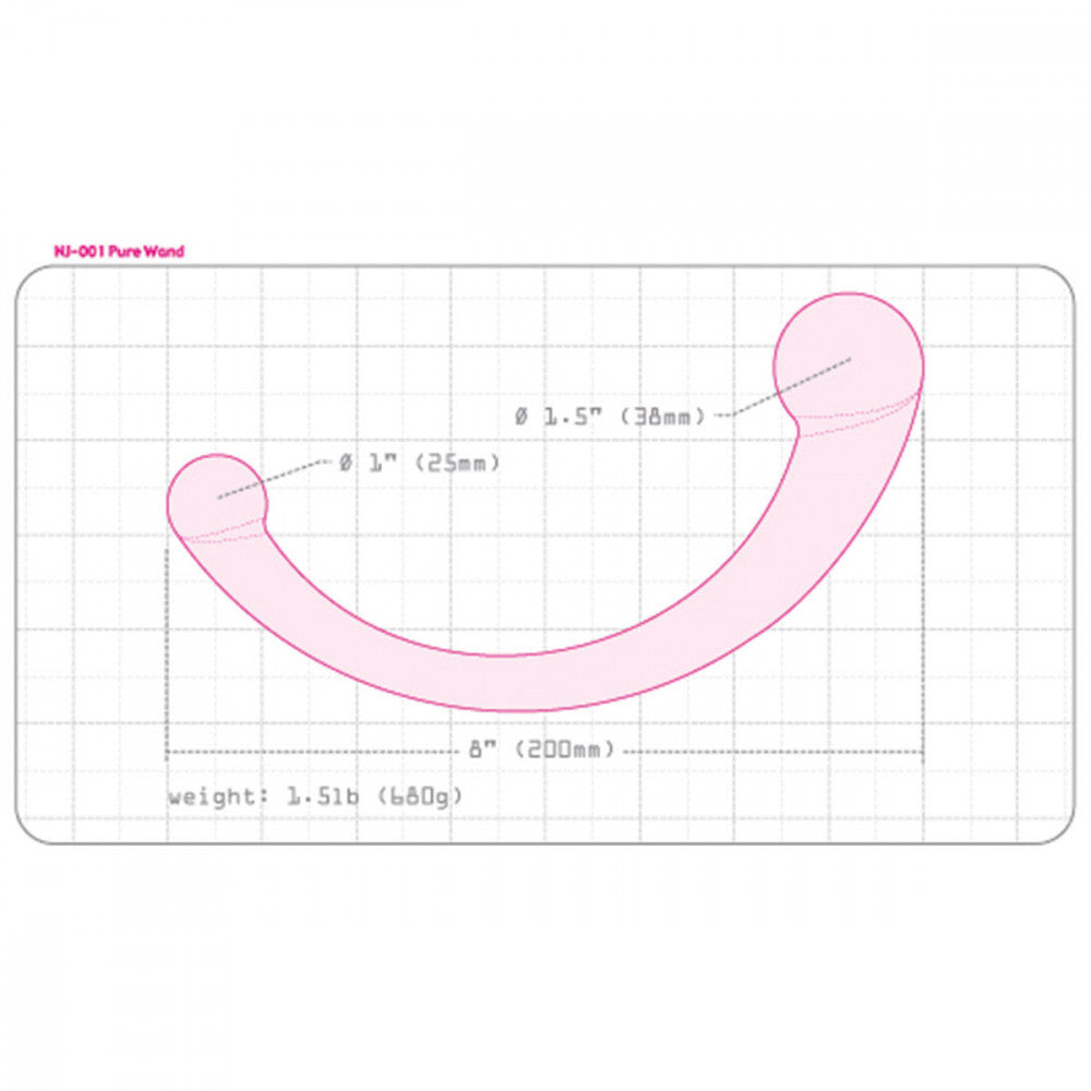 Njoy Pure Wand is a stainless steel curved dildo with two doifferent sized bulbs at the ends for g-splot pleasure.