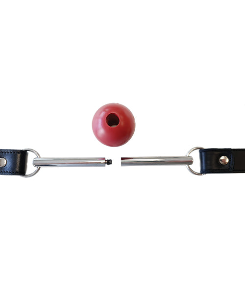 Rouge Leather Ball Gag w/ Stainless Steel Rod
