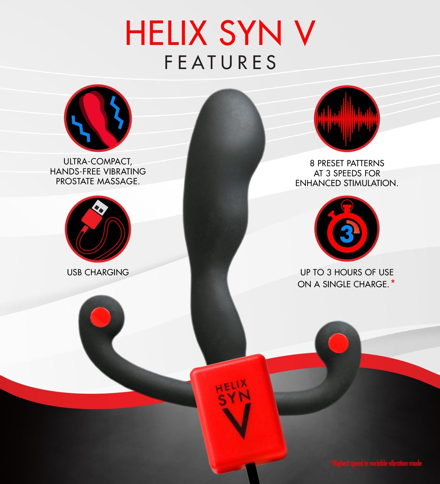 Aneros Vibrating Helix Syn V Prostate Massager features