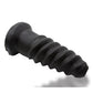 Black silicone screw shaped dildo on a white background