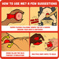 Cartoon illustration showing how to use a red silicone vibrator with text on a yellow background