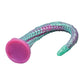 Turquoise and pink Creature Cocks Tentacle Silicone Dildo w/Harness on a white background