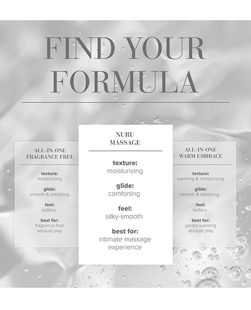 Product packaging with 'Find Your Formula' text and product details on a silver background.