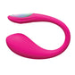 Pink lovense lush mini vibrator side view on a white background