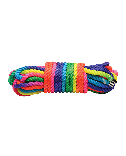 Multicolored rope on a white background