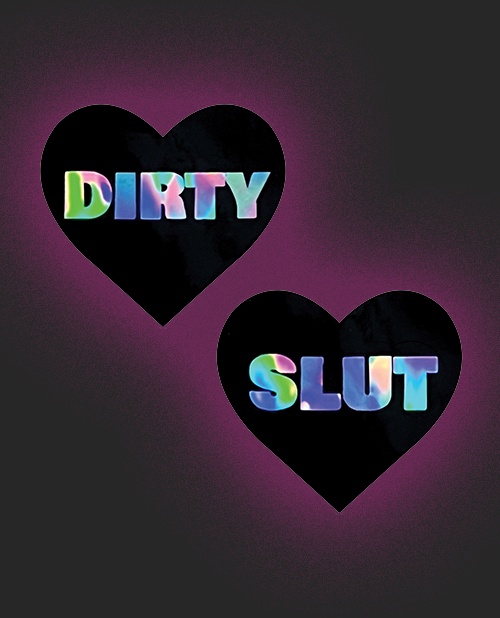 Neva Nude Holographic Dirty Slut Heart Pasties