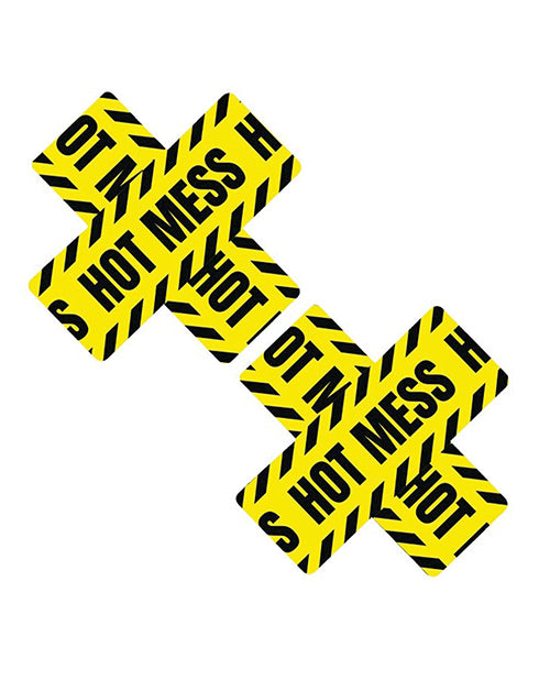 Neva Nude Blacklight Hot Mess X Pasties - Black/Yellow O/S