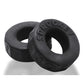 Two black rubber Oxballs Sprocket No-Roll Cock Ring  with 'Sprocket' branding on a white background