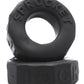 Black rubber Oxballs Sprocket No-Roll Cock Ring  with 'Sprocket' branding on a white background