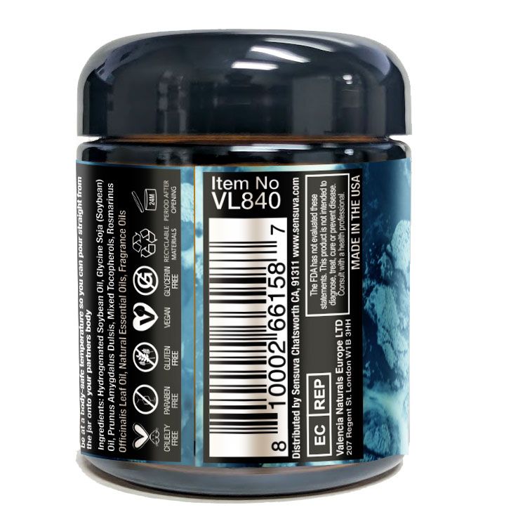 Back view of a cosmetic jar with label and barcode