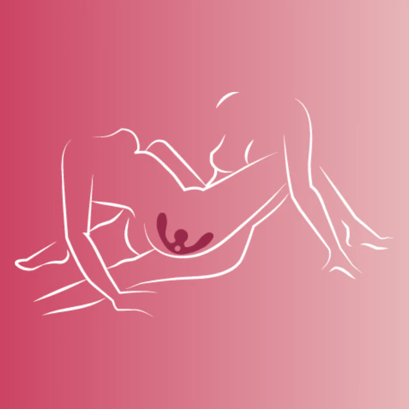 Outline of a woman using SVibe Snail GIZI Duo Double Ended Dildo And Vibe on a pink background