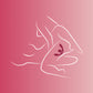 Outline of a woman using SVibe Snail GIZI Duo Double Ended Dildo And Vibe on a pink background
