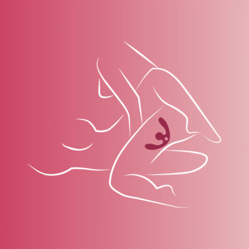 Outline of a woman using SVibe Snail GIZI Duo Double Ended Dildo And Vibe on a pink background