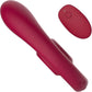 Red SVibe Snail GIZI Duo Double Ended Dildo And Vibe with a remote control on a white background