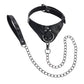 Black leather choker with metal chain on a white background
