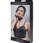 Box of Sportsheets Velvet Noir Collar & Leash with a model wearing the product.