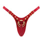 Red thong Strap-on-Me Leatherette Harness Fabulous gold accents on a white background