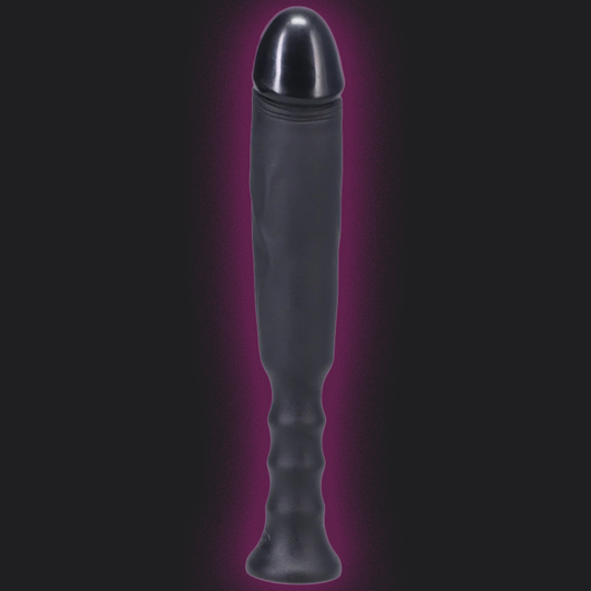 Black Tantus Anaconda Dildo With Handleon a dark background