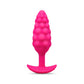 Pink silicone b-Vibe Bump Texture Plug Small with textured design on a white background