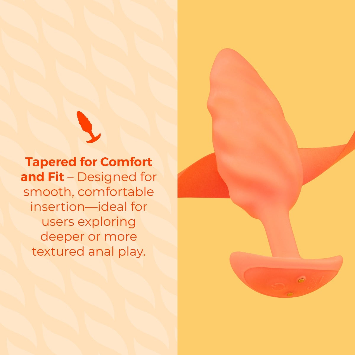 Product with text on comfort and fit on a yellow background