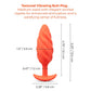 Textured vibrating butt plug with measurements on a white background