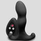 Black silicone butt-shaped product with digital display on a gray background