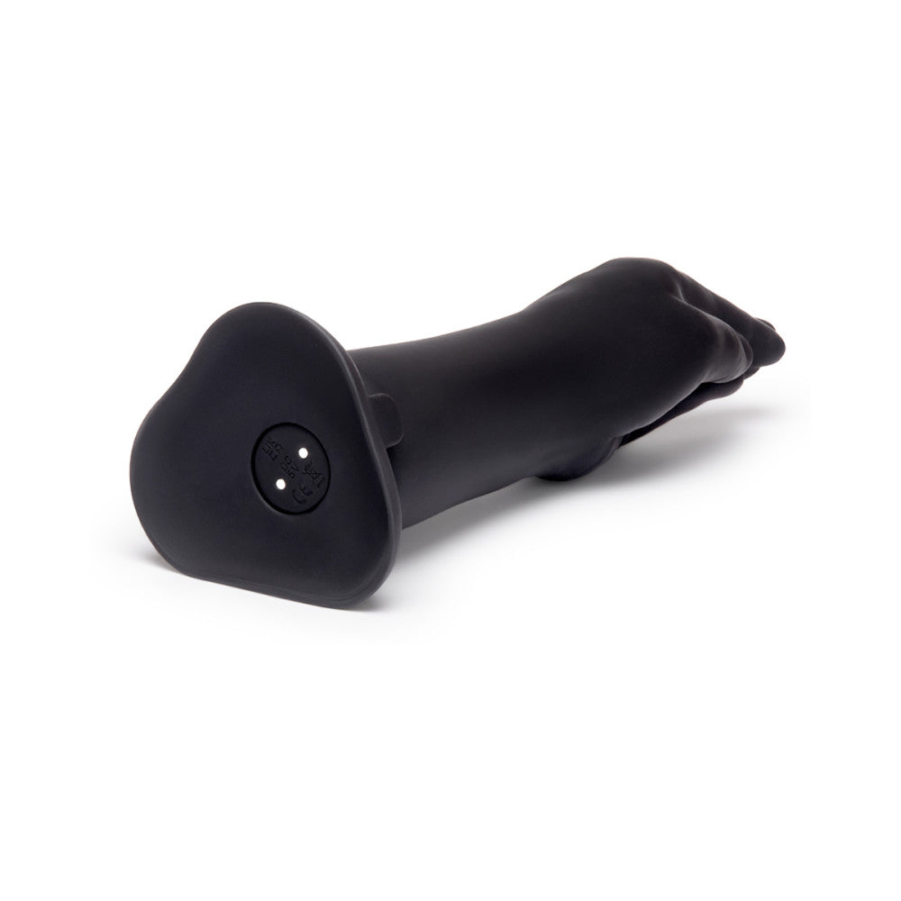 Black handheld device on a white background