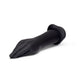 Black silicone dildo on a white background