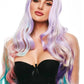 Woman with pastel-colored wig on a white background